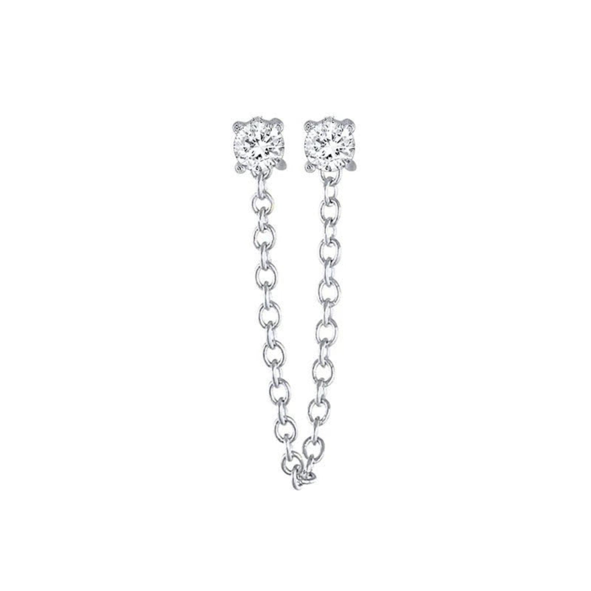 Double stone Chain connector earring pair