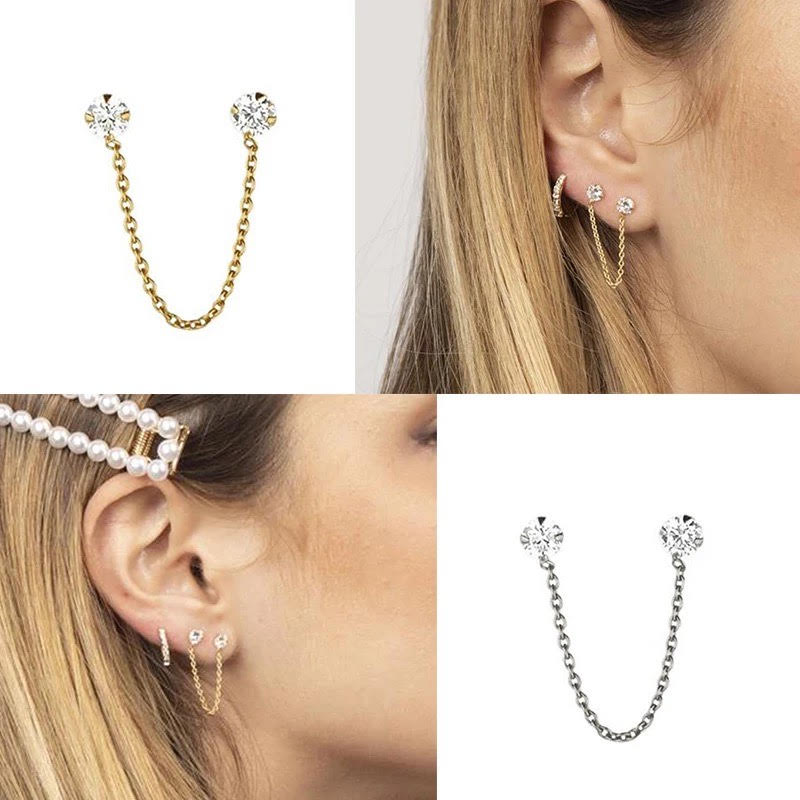 Buy Set of 3 Z Pairs Pearl Stud & Chain Earring - Accessorize India