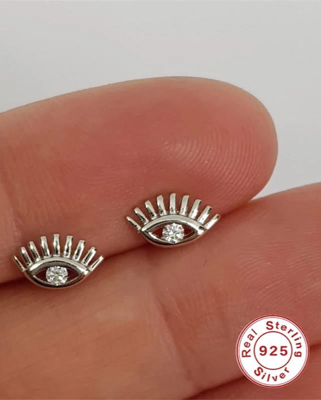 Dainty evil eye stud pair